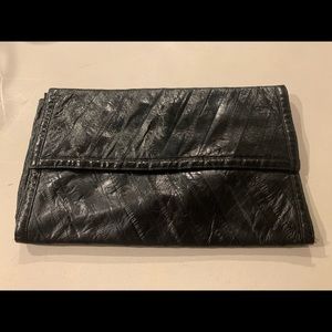 Vintage Black Leather Envelope Clutch
